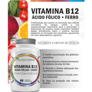 Vitamina B12 + Ácido Fólico + Ferro 500mg C/60 Cápsulas - Flora Nativa