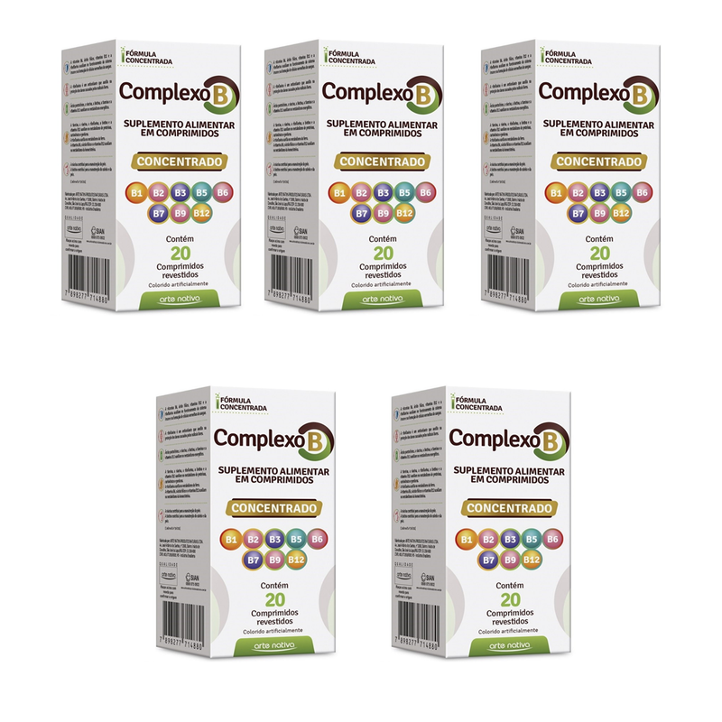 Kit C/5 Complexo B Concentrado Energia 20 Comprimidos Arte Nativa