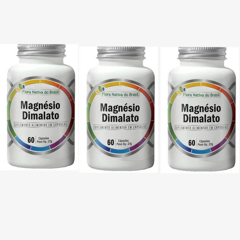 Kit 3x Magnésio Dimalato C/60 Cápsulas - Flora nativa