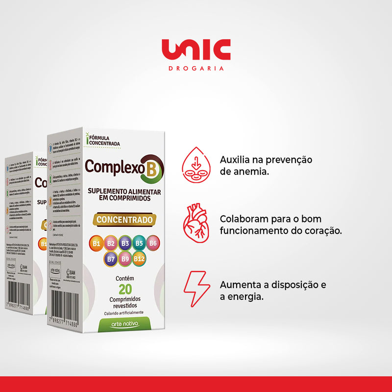 Kit 3 Complexo B Concentrado com 20 Comprimidos Arte Nativa