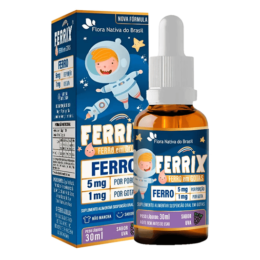 Kit C/5 Ferrix UVA 30ml Infantil Suplemento de Ferro Sabor Uva - Flora Nativa