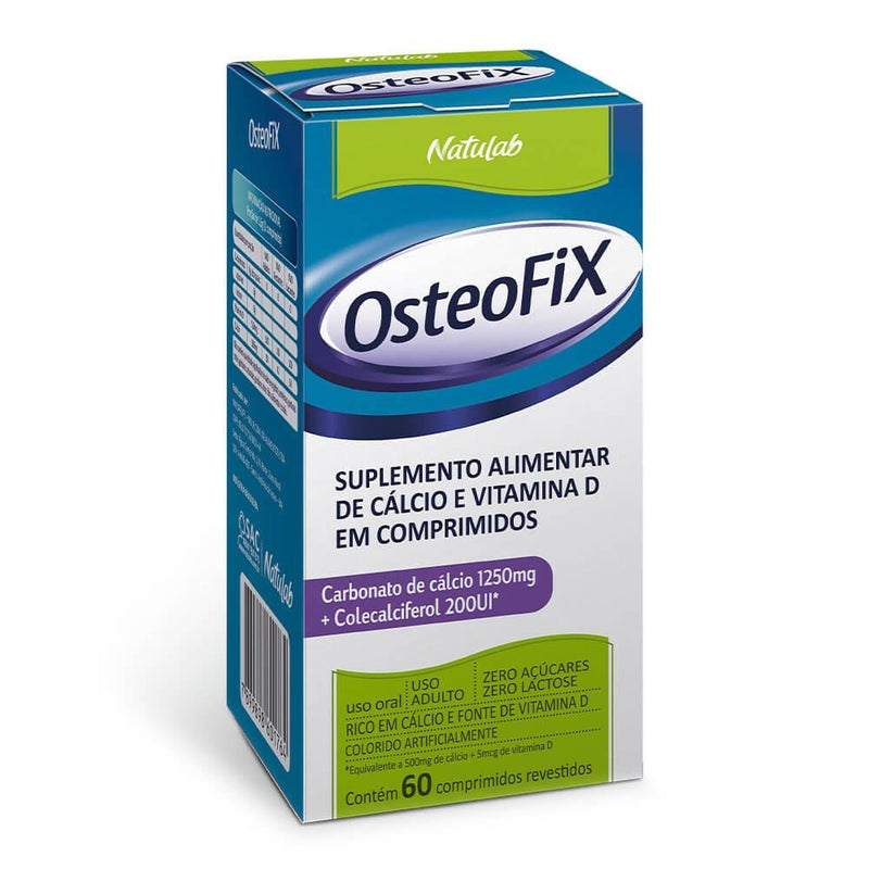 OsteoFix Carbonato de Cálcio 1250mg 200UI C/60 Comprimidos