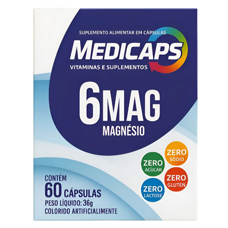 Medicaps 6 Mag C/60 Cápsulas Suplemento de Magnesio e Minerais