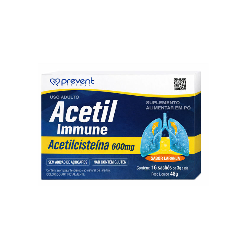 Acetil Immune 600mg 16 Sachês Laranja - Prevent Pharma