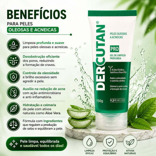 Embalagem do Gel de Limpeza Dercutan Pro para pele oleosa