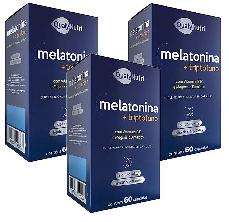 Kit C/3 Melatonina + Triptofano C/60 Cápsulas - Qualy Nutri