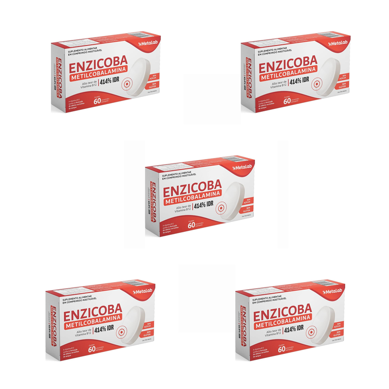 Kit 5x Enzicoba Vitamina B12 Mecobalamina 9 mcg  C/60 Comprimidos