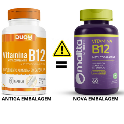 Kit C/3 Vitamina B12 Energia Nervos Imunidade C/60 Cápsulas - Maltta
