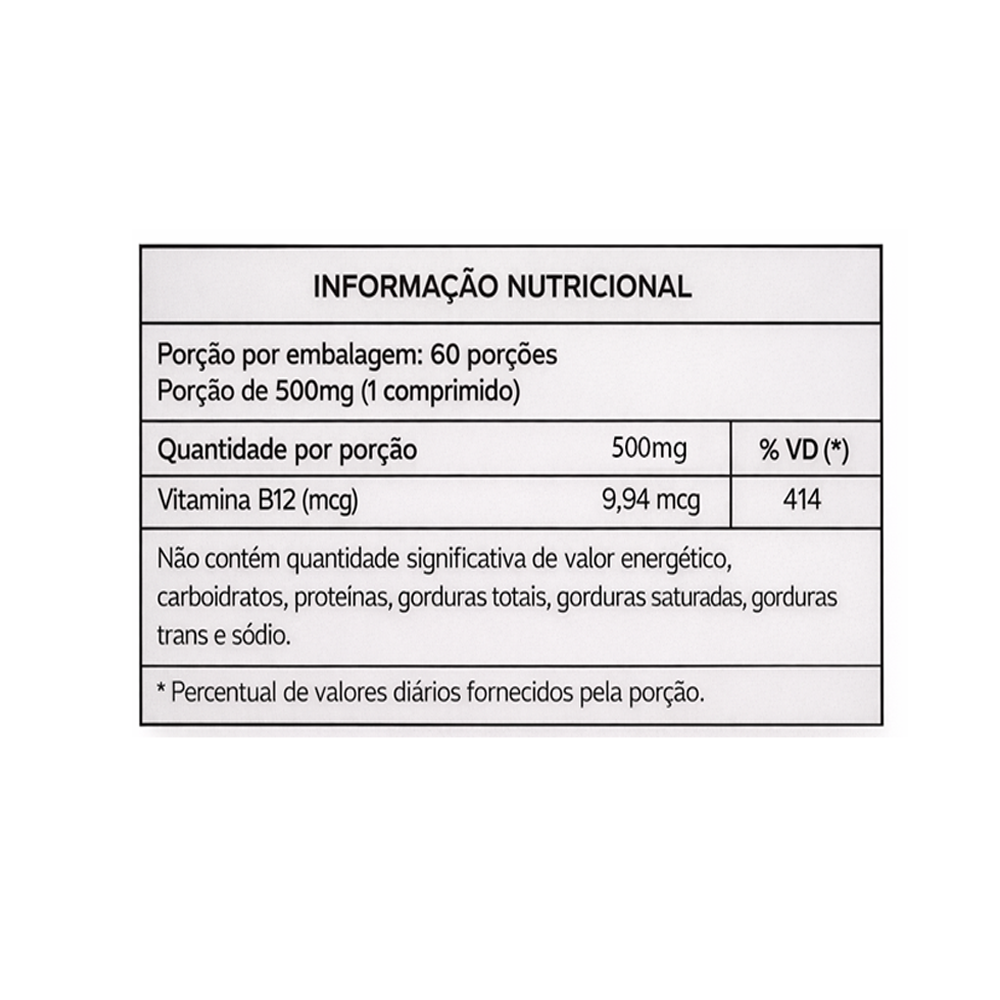 Vitamina B12 Energia e Vitalidade Unic Pharma 60 Cápsulas