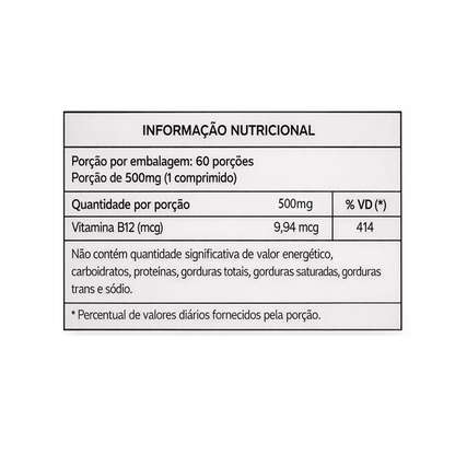 Vitamina B12 Energia e Vitalidade Unic Pharma 60 Cápsulas