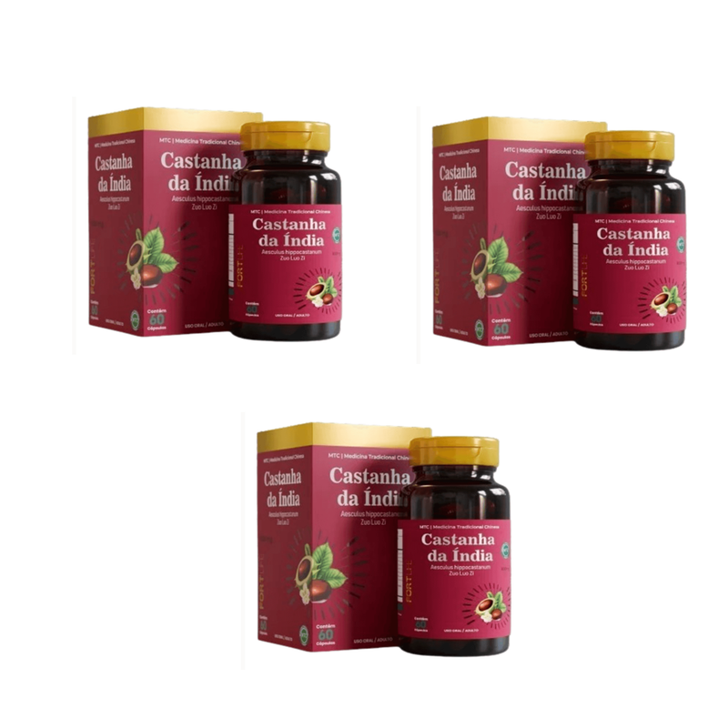 Kit C/3 Castanha da Índia Circulação 500mg 60 Cápsulas Fortlife