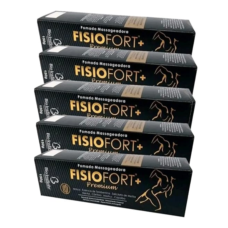 Kit C/5 Pomada Fisiofort+ Premium 150g Bio Instinto Relaxamento e Alívio Muscular