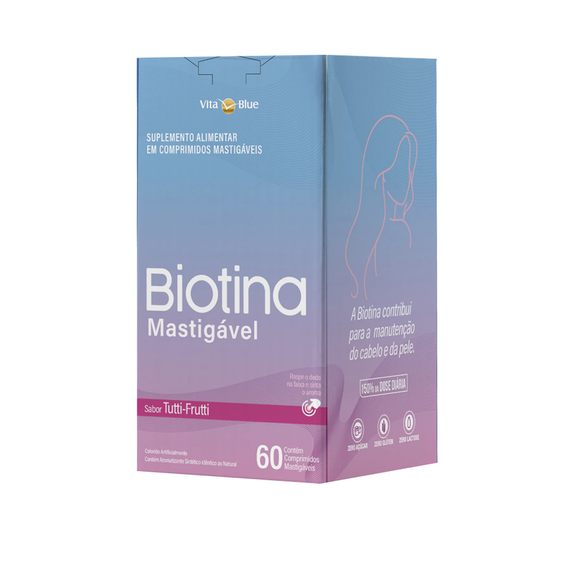 Biotina Mastigável Sabor Tutti-Frutti C/60 Cápsulas - Vita Blue