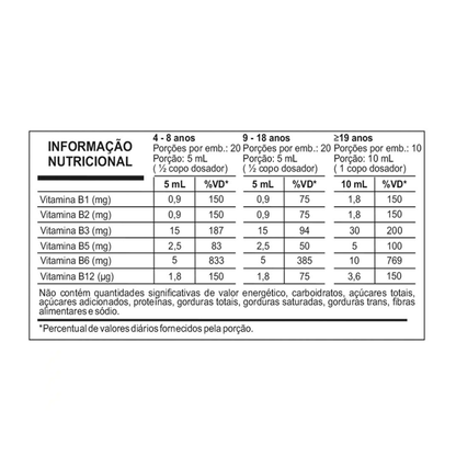 Kit C/3 Vitaminas Complexo B Solução 100ml – Força Imunidade e Disposição